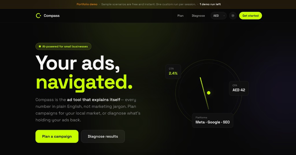 Your ads, navigated — Plan or Diagnose entry points